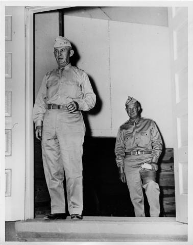 Dwight D. Eisenhower and General Walter Krueger at Fort Sam Houston in San Antonio, Texas. 1941 [64-58-2]
